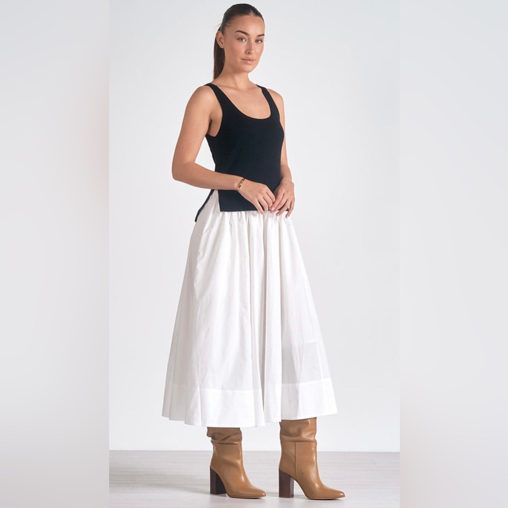 Nwt Elan Black White Tank Sweater Top Midi Skirt Multi Media Midi Dress Small